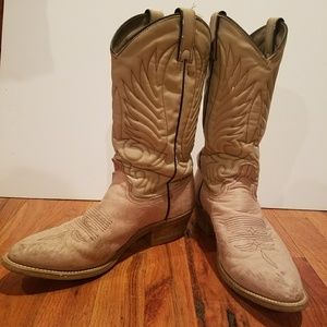 Womens White Summer Leather Boots Size 9.5